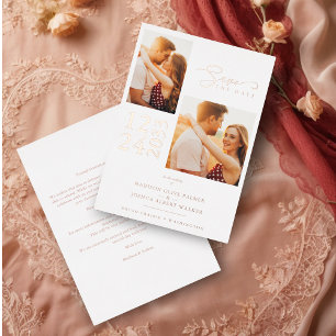 Invitation En Aluminium Elégant Rose Gold Effet 2 Photos Chic Mariage