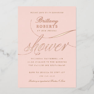 Invitation En Aluminium Élégant Rose Gold et Blush pour Baby Shower de Mar