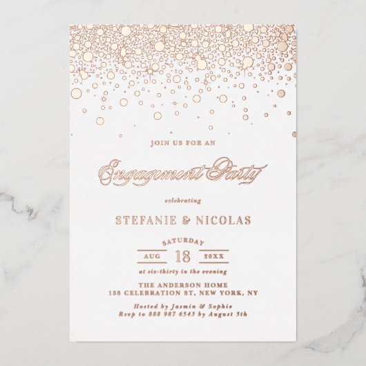 Invitation En Aluminium Élégant Rose Gold Foil Confetti (Recto)