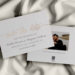 Invitation En Aluminium Élégant Rose Gold Foil Enregistrer La Date Annonce