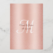 Invitation En Aluminium Élégant Rose Gold Foil Mariage damassé (Verso)