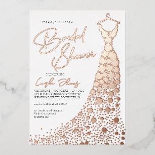 Invitation En Aluminium Elégant Rose Gold Foil robe moderne douche nuptial