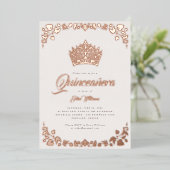 Invitation En Aluminium Elégant Rose Gold Quinceañera Crown (Debout devant)