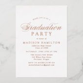 Invitation En Aluminium Élégant Rose Gold Script Photo Graduation Party (Recto)