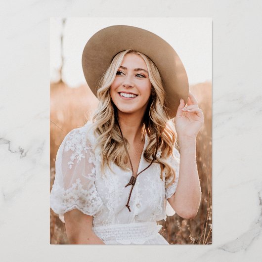 Invitation En Aluminium Élégant Rose Gold Script Photo Graduation Party (Verso)