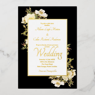 Invitation En Aluminium Élégant Rose ivoire Lux noir