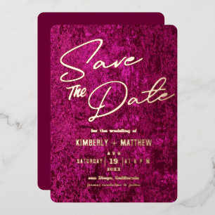 Invitation En Aluminium élégant rose magenta or Save the date Mariage 