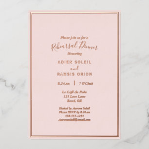 Invitation En Aluminium Élégant Rose moderne Blush Gold Rehearsal Dîner