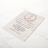 Invitation En Aluminium Elégant Rose Monogramme or Mariage Foil Invitatiat (Rotation)