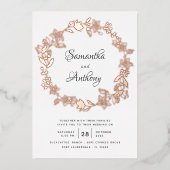 Invitation En Aluminium Élégant Rose noir or Floral Mariage de couronne (Recto)