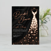 Invitation En Aluminium Elégant Rose Or et noir moderne douche nuptiale (Debout devant)