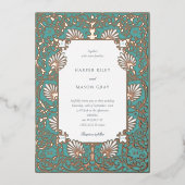 Invitation En Aluminium Élégant Rose Turquoise Mariage or (Recto)