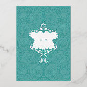 Invitation En Aluminium Élégant Rose Turquoise Mariage or (Verso)
