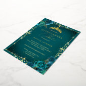 Invitation En Aluminium Élégant Rose Turquoise royal Quinceanera (Rotation)
