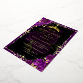 Invitation En Aluminium Elégant Royal Purple Gold Rose Quinceanera (Rotation)