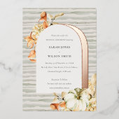 Invitation En Aluminium Elégant Rustique Citrouille d'automne Arch Mariage (Recto)