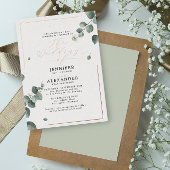 Invitation En Aluminium Élégant Rustique Eucalyptus Script Mariage Rose