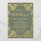 Invitation En Aluminium Elégant Sage Green Boho Mariage de typographie mod (Recto)