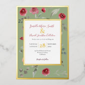 Invitation En Aluminium Elégant Sage Green Bourgogne Rose Gold Foil Invita (Recto)