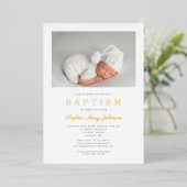 Invitation En Aluminium Elégant Sage Green Photos Baptism Or (Debout devant)