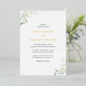 Invitation En Aluminium Elégant Sage Greenery Eucalyptus Mariage Gold (Debout devant)