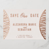 Invitation En Aluminium Élégant Script Blush Pearl Enregistrer la date Ros (Recto)