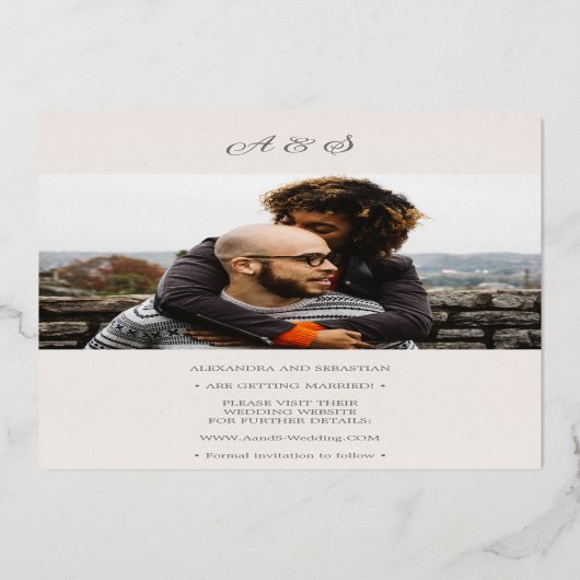 Invitation En Aluminium Élégant Script Blush Pearl Enregistrer la date Ros (Verso)