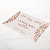 Invitation En Aluminium Élégant Script Blush Pearl Enregistrer la date Ros (Rotation)