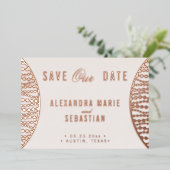 Invitation En Aluminium Élégant Script Blush Pearl Enregistrer la date Ros (Debout devant)