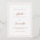Invitation En Aluminium Élégant Script Bordure 50e anniversaire Enregistre (Recto)