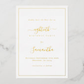 Invitation En Aluminium Elégant Script Bordure 80e anniversaire Enregistre (Recto)