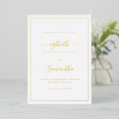 Invitation En Aluminium Elégant Script Bordure 80e anniversaire Enregistre (Debout devant)