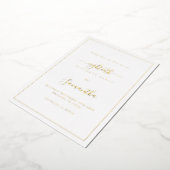 Invitation En Aluminium Elégant Script Bordure 80e anniversaire Enregistre (Rotation)