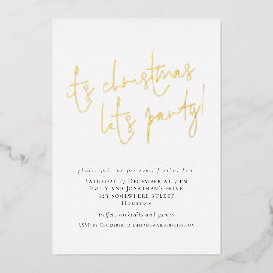 Invitation En Aluminium Élégant Script C'est Noël Faisons la Fête Luxe