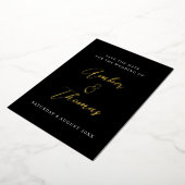 Invitation En Aluminium Élégant Script chic Enregistrer la date Noir & Or (Rotation)
