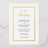 Invitation En Aluminium Élégant Script Classic Minimal Mariage Gold (Recto)
