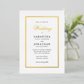 Invitation En Aluminium Élégant Script Classic Minimal Photo Mariage Gold (Debout devant)