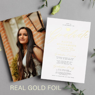 Invitation En Aluminium Élégant script classique en feuille d'or photo rem