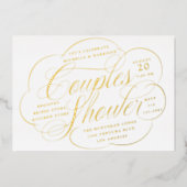 Invitation En Aluminium Élégant Script Cloud Flore Couples Douche (Recto)