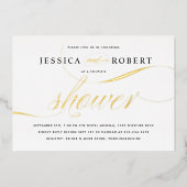 Invitation En Aluminium Élégant Script Couple's Shower Gold Foil (Recto)