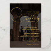 Invitation En Aluminium Élégant script de calligraphie gris foncé Mariage  (Recto)