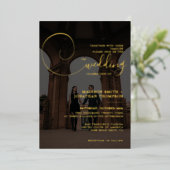 Invitation En Aluminium Élégant script de calligraphie gris foncé Mariage  (Debout devant)