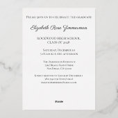 Invitation En Aluminium Élégant script d'or photo Graduation (Verso)