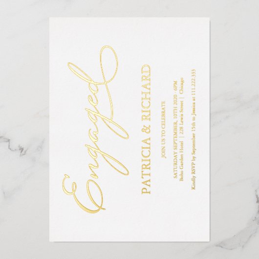 Invitation En Aluminium Elegant Script Engagement Party (Recto)