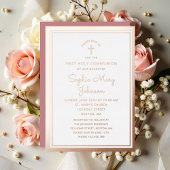 Invitation En Aluminium Élégant Script fille première communion