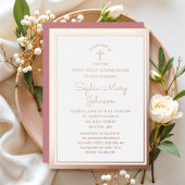 Invitation En Aluminium Élégant Script fille première communion