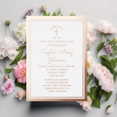 Invitation En Aluminium Élégant Script First Communion Rose Gold