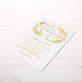 Invitation En Aluminium Élégant Script Foliage Mariage Gold Foil Invitatia (Rotation)