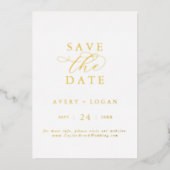 Invitation En Aluminium Élégant Script Gold Foil Enregistrer la date (Recto)