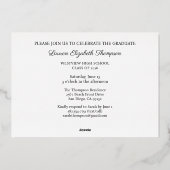 Invitation En Aluminium Élégant Script Graduation 3 Photo Gold (Verso)